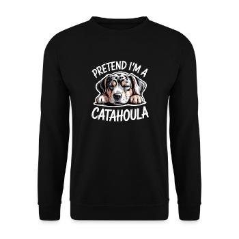 Louisiana Catahoula Leopard Dog Spruch Geschenk - Unisex Pullover - Schwarz - Vorne - Alina (178cm) & Michal (187cm)
