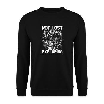 Not lost just exploring Hiking Mountains Mountaineering - Unisex Sweatshirt - black - Front - Alina (178cm) & Michal (187cm)