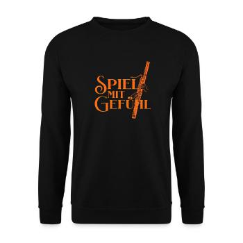 Fagott -Spiel mit Gefühl für Fagottist Fagottistin - Unisex Pullover - Schwarz - Vorne - Alina (178cm) & Michal (187cm)