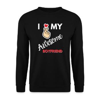 I Love My Awesome Boyfriend Gift - Unisex Sweatshirt - black - Front - Alina (178cm) & Michal (187cm)