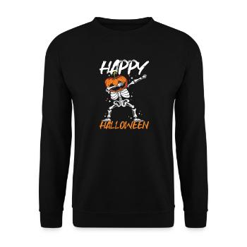 Happy Halloween Skeleton Halloween Pumpkin dab dan - Unisex Pullover - Schwarz - Vorne - Alina (178cm) & Michal (187cm)