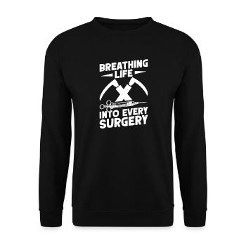 Anesthesiologist Breathing Life Specialist - Unisex Sweatshirt - black - Front - Alina (178cm) & Michal (187cm)