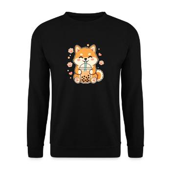 Shiba Inu Bulle Kawaii Doge mignon - Sweat-shirt Unisexe - noir - Devant - Alina (178cm) & Michal (187cm)