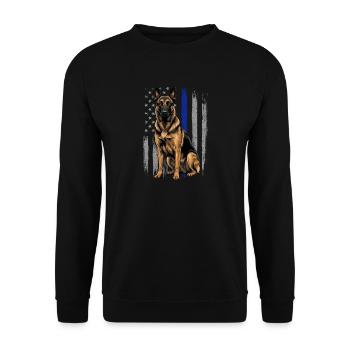 Belgian Malinois Blue Line US Flag - Unisex Sweatshirt - black - Front - Alina (178cm) & Michal (187cm)