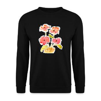 Bouquet de fleurs aquarellé - Sweat-shirt Unisexe - noir - Devant - Alina (178cm) & Michal (187cm)
