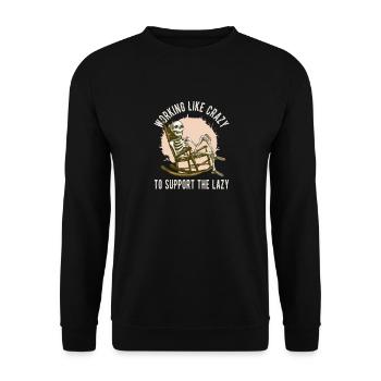 Working Like Crazy – Lazy Skeleton - Unisex Sweatshirt - black - Front - Alina (178cm) & Michal (187cm)