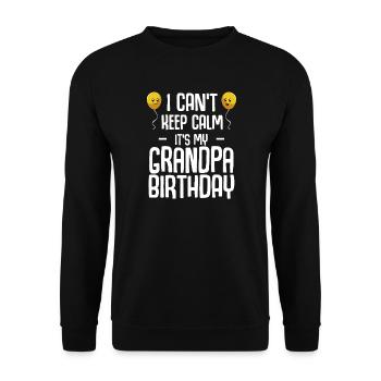 Anniversaire de grand-père, je n’arrive pas à rester calme - Sweat-shirt Unisexe - noir - Devant - Alina (178cm) & Michal (187cm)