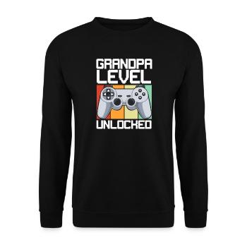 Opa Level Freigeschaltet - Unisex Pullover - Schwarz - Vorne - Alina (178cm) & Michal (187cm)