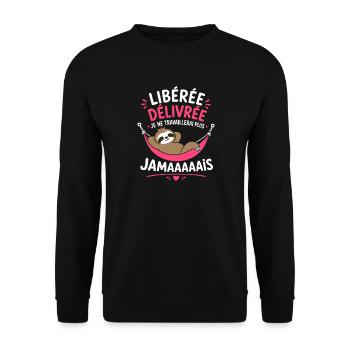 Libérée Délivrée, Paresse Reine - Sweat-shirt Unisexe - noir - Devant - Alina (178cm) & Michal (187cm)