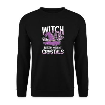 Sorcière a intérêt à avoir mes cristaux pour ensorceler Kristalle - Sweat-shirt Unisexe - noir - Devant - Alina (178cm) & Michal (187cm)