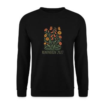 Pensioner 2027 Wildflowers with butterflies - Unisex Sweatshirt - black - Front - Alina (178cm) & Michal (187cm)