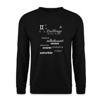 Zwillinge_Sternzeichen - Unisex Pullover - Schwarz - Vorne - Alina (178cm) & Michal (187cm)