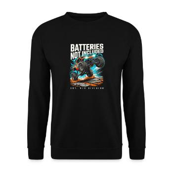 Batterien nicht enthalten – RC Racing Funny Vintage - Unisex Pullover - Schwarz - Vorne - Alina (178cm) & Michal (187cm)