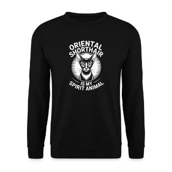 Orientalisch Kurzhaar Geschenk Katzen Sprüche - Unisex Pullover - Schwarz - Vorne - Alina (178cm) & Michal (187cm)