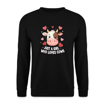 Cow love: A girl loves cows - Unisex Sweatshirt - black - Front - Alina (178cm) & Michal (187cm)