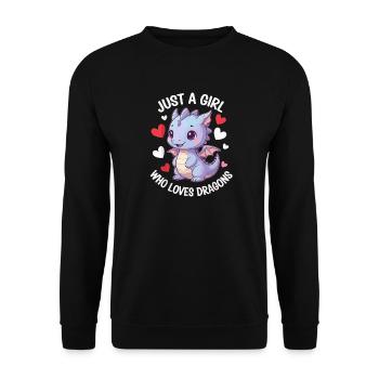 Just a Girl Who Loves Dragons - Unisex Pullover - Schwarz - Vorne - Alina (178cm) & Michal (187cm)