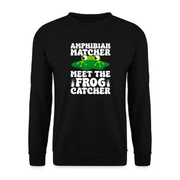 Attrapeur de grenouilles, Apparieur d’amphibiens, rencontrez la grenouille - Sweat-shirt Unisexe - noir - Devant - Alina (178cm) & Michal (187cm)