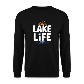 Lake Life Sunrise Badge - Unisex Sweatshirt - black - Front - Alina (178cm) & Michal (187cm)