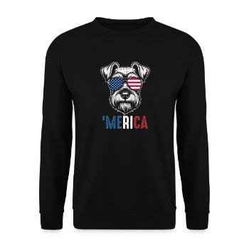 Merica Patriotic Schnauzer American Flag Pride - Unisex Pullover - Schwarz - Vorne - Alina (178cm) & Michal (187cm)