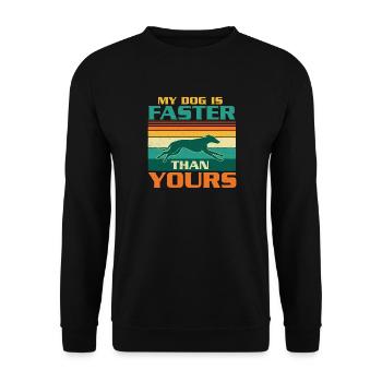 Mein Hund ist schneller, Windhund-Humor - Unisex Pullover - Schwarz - Vorne - Alina (178cm) & Michal (187cm)