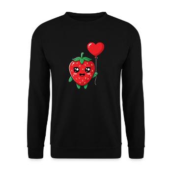 Fraise câline avec ballon en forme de cœur - Sweat-shirt Unisexe - noir - Devant - Alina (178cm) & Michal (187cm)