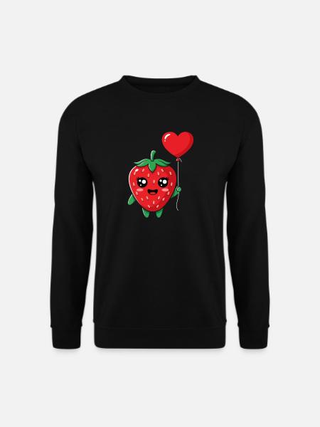 Kuschelige Erdbeere mit Herzballon - Unisex Pullover - Schwarz