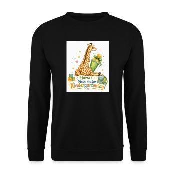 Giraffenzauber Erster Kindergartentag - Unisex Pullover - Schwarz - Vorne - Alina (178cm) & Michal (187cm)