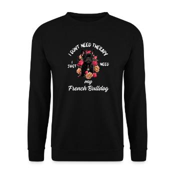 Französische Bulldoggentherapie - Unisex Pullover - Schwarz - Vorne - Alina (178cm) & Michal (187cm)
