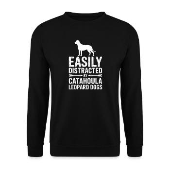 Louisiana Catahoula Leopard Dog Spruch Geschenk - Unisex Pullover - Schwarz - Vorne - Alina (178cm) & Michal (187cm)