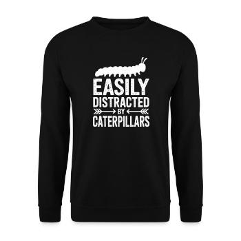 Raupen Sprüche Raupe Lustiges Raupen Geschenk - Unisex Pullover - Schwarz - Vorne - Alina (178cm) & Michal (187cm)