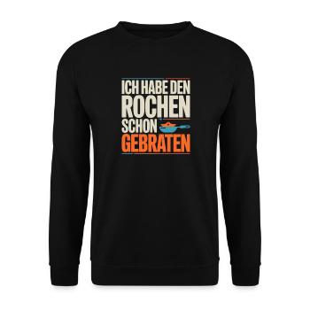 Rochen Schon Gebraten Stachelrochen Manta Rochen - Unisex Pullover - Schwarz - Vorne - Alina (178cm) & Michal (187cm)