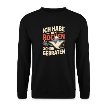 Rochen Schon Gebraten Stachelrochen Manta Rochen - Unisex Pullover - Schwarz - Vorne - Alina (178cm) & Michal (187cm)