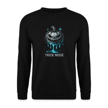 Trick-Modus-Kürbis - Unisex Pullover - Schwarz - Vorne - Alina (178cm) & Michal (187cm)