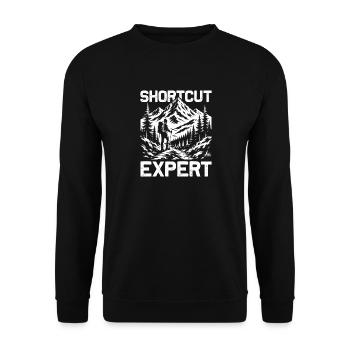 Shortcut Expert Wandern Berge Bergsteigen - Unisex Pullover - Schwarz - Vorne - Alina (178cm) & Michal (187cm)