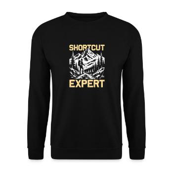 Shortcut Expert Wandern Berge Bergsteigen - Unisex Pullover - Schwarz - Vorne - Alina (178cm) & Michal (187cm)