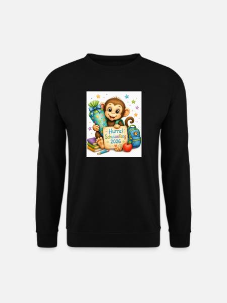 Schulanfang Affe 2026 Geschenk - Unisex Pullover - Schwarz