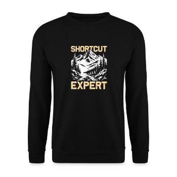 Shortcut Expert Wandern Berge Bergsteigen - Unisex Pullover - Schwarz - Vorne - Alina (178cm) & Michal (187cm)