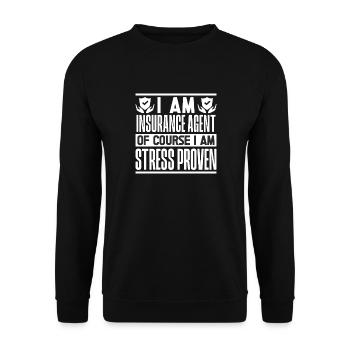 Insurance Agent Costume Stress Proven Medicare - Unisex Pullover - Schwarz - Vorne - Alina (178cm) & Michal (187cm)