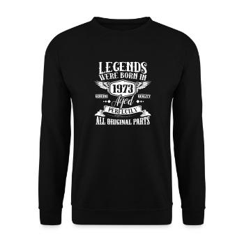 Legends Born 1973 Aged Perfectly - Unisex Sweatshirt - black - Front - Alina (178cm) & Michal (187cm)