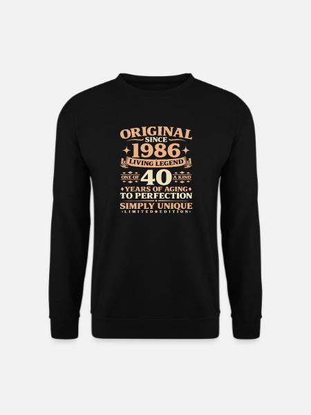 Baujahr 1986 Geburtstag 40 Jahre Vintage - Unisex Pullover - Schwarz
