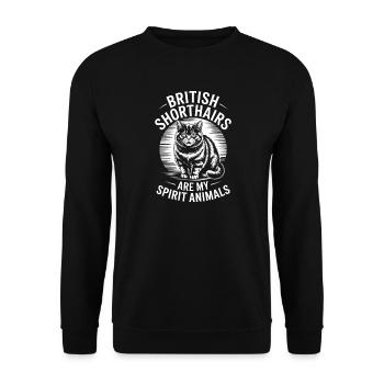 Britisch Kurzhaar Sprüche Lustiges Katze Geschenk  - Unisex Pullover - Schwarz - Vorne - Alina (178cm) & Michal (187cm)