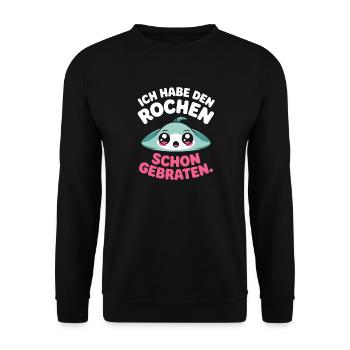 Rochen Schon Gebraten Stachelrochen Manta Rochen - Unisex Pullover - Schwarz - Vorne - Alina (178cm) & Michal (187cm)