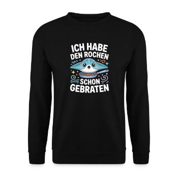 Rochen Schon Gebraten Stachelrochen Manta Rochen - Unisex Pullover - Schwarz - Vorne - Alina (178cm) & Michal (187cm)