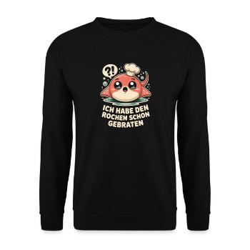 Rochen Schon Gebraten Stachelrochen Manta Rochen - Unisex Pullover - Schwarz - Vorne - Alina (178cm) & Michal (187cm)