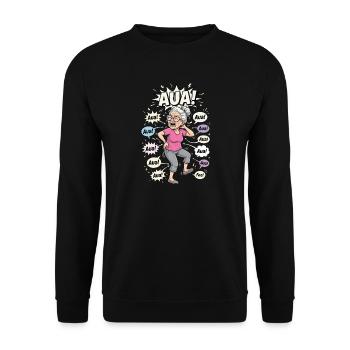 Aua Oma Comicburst - Unisex Pullover - Schwarz - Vorne - Alina (178cm) & Michal (187cm)