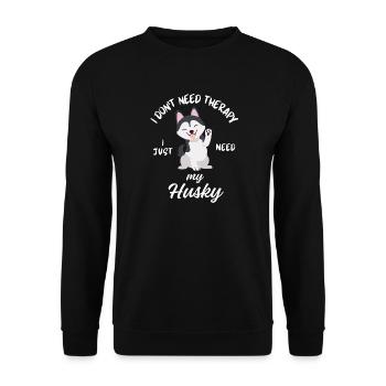 Husky Therapy Dog - Unisex Sweatshirt - black - Front - Alina (178cm) & Michal (187cm)