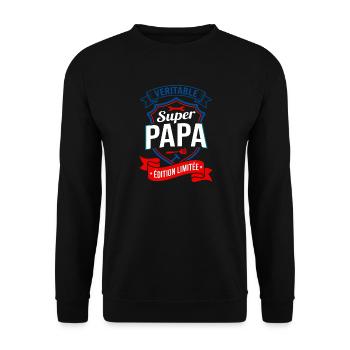Super Papa Édition Limitée Fête Des Pères - Sweat-shirt Unisexe - noir - Devant - Alina (178cm) & Michal (187cm)
