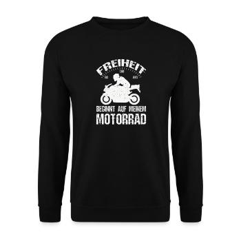 Freiheit Motorrad - Unisex Pullover - Schwarz - Vorne - Alina (178cm) & Michal (187cm)