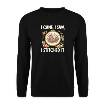 Hobby amusant d’artisanat au point de croix - Sweat-shirt Unisexe - noir - Devant - Alina (178cm) & Michal (187cm)