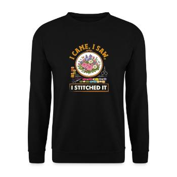 Hobby amusant d’artisanat au point de croix - Sweat-shirt Unisexe - noir - Devant - Alina (178cm) & Michal (187cm)